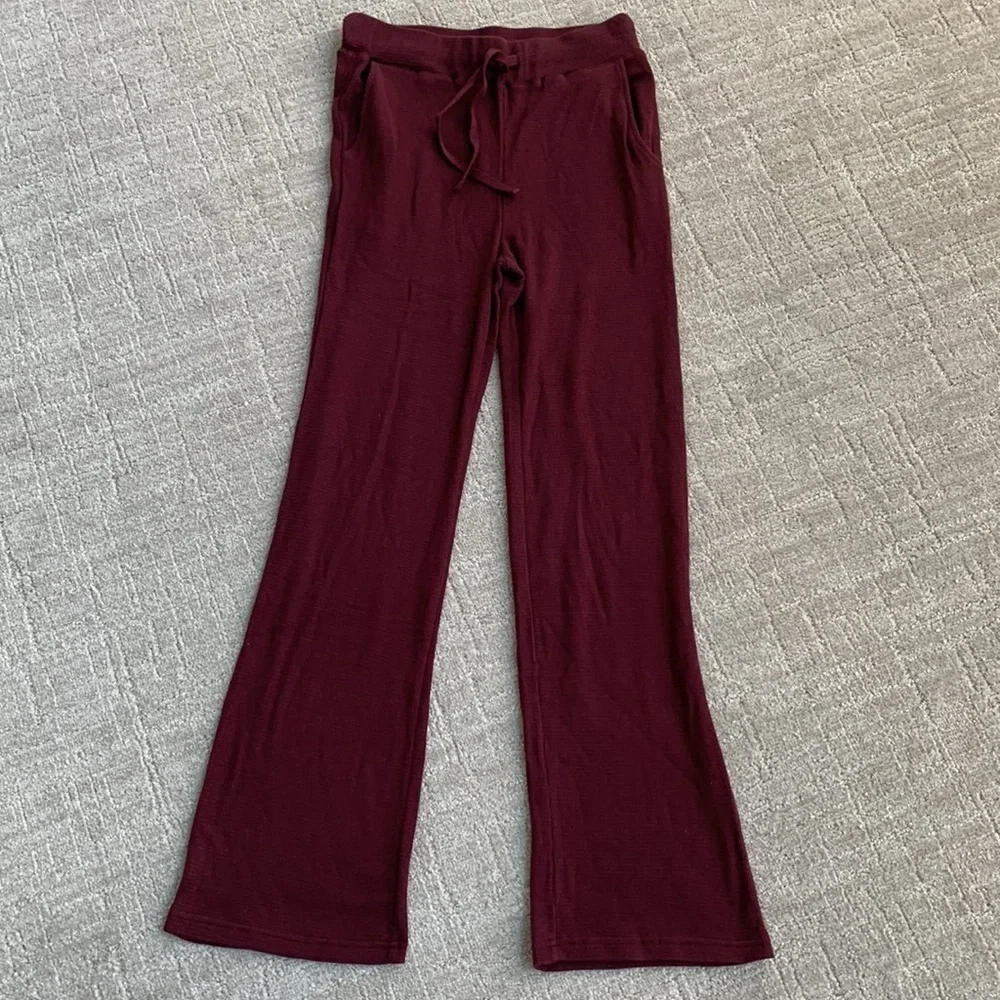 New Monrow Waffle Knit Casual Straight Leg Lounge Jogger Pants Women Small